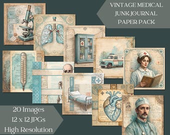 Stare medyczne pamiątki: papiery do scrapbookingu z lekarzami i pielęgniarkami (do pobrania w wersji cyfrowej)