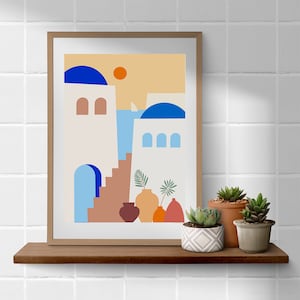 Poster Printable A5, A4 & A3 | Hand made | Illustration Art | Greece | Abstract Wall Art | Around the world in 365 days series |