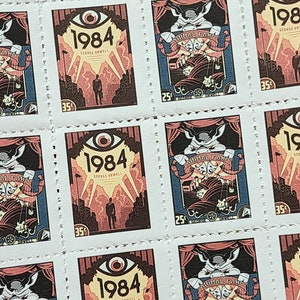 Fogli di francobolli di George Orwell del 1984 e della fattoria degli animali x 20 pz