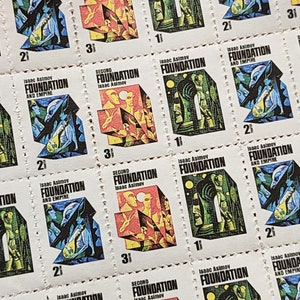 Isaac Asimov&#39;s Foundation Saga custom Stamp Sheets x 30 pcs
