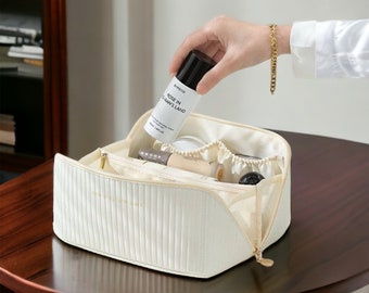 Sac de maquillage de voyage, sac cosmétique de voyage, s’ouvre à plat pour un accès facile, cadeau de douche nuptiale, cadeau de Noël