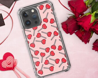 Estuche transparente con forma de piruleta en forma de corazón para iPhone®