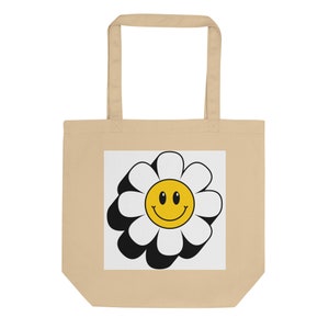 Smiley Face Flower Eco Tote Bag