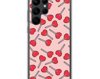 Funda transparente con piruletas en forma de corazón para Samsung®