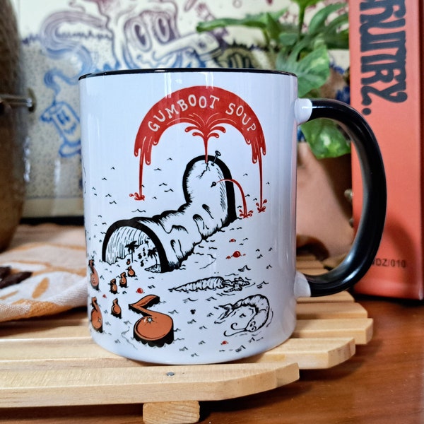 Gumboot Soup Album Wrap Two Tone Mug - King Gizzard & the Lizard Wizard Handmade Coffee Mug