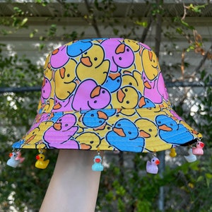 Duck Charm Bucket Hat (rave bucket hat, rave accessories, festival bucket hat, rubber ducky hat, rave outfit, duck bucket hat, festival hat)