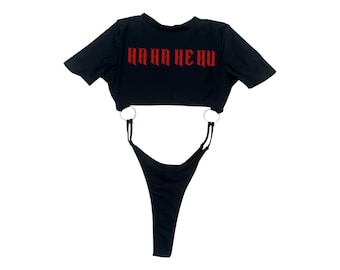 Ha Ha He Hu Rave Bodysuit (Rave Outfit, Rave Body nach Maß, ha ha he hu, Rave Accessoires, Edm Bodysuit, Dubstep Kleidung, Kandi, Edm)