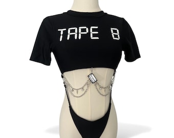 Body personalizado con cadenas – Body para festivales con cadenas, atuendo para raves, ropa rave, body personalizado, atuendo rave a medida, body para música electrónica