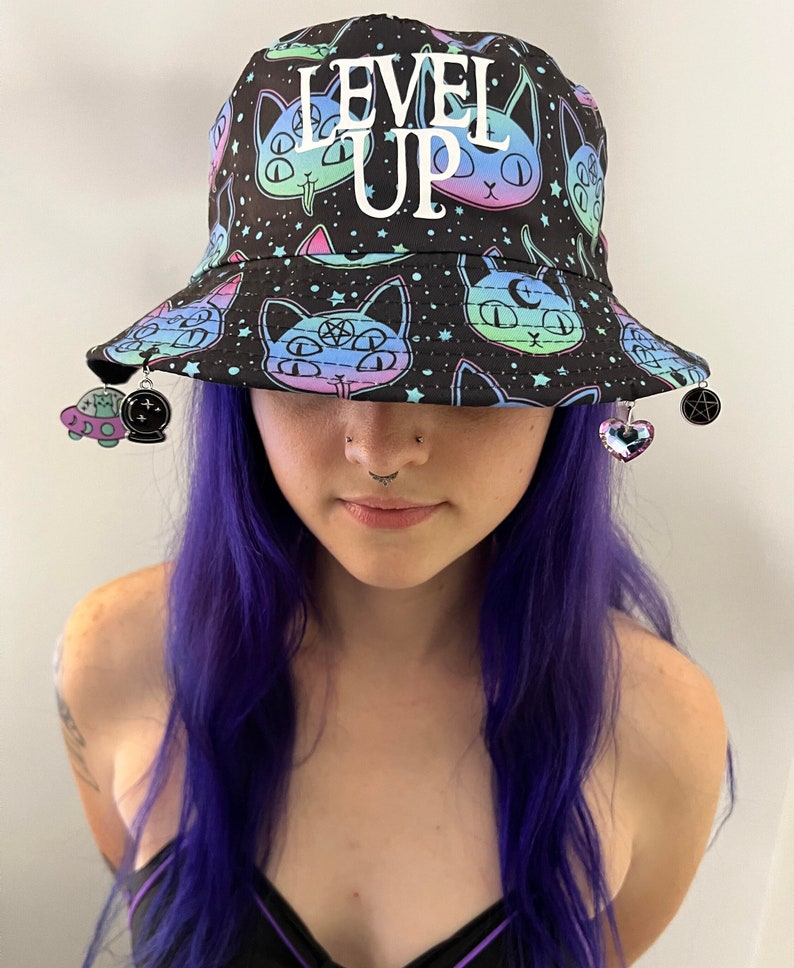 Level up Dj Charm Bucket Hat rave Accessories, Edm Bucket Hat, Level up