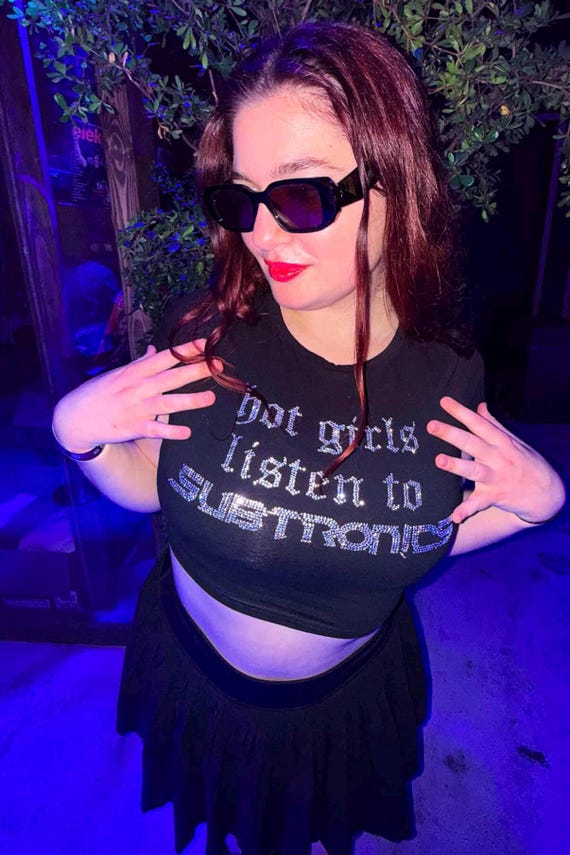 Subtronics Inspired Rhinestone Crop Top (hot Girls Listen to