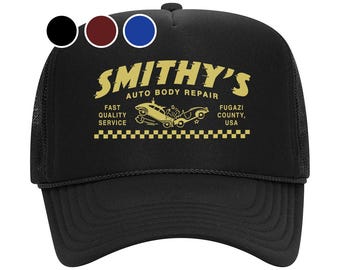 Czapka typu trucker z daszkiem z motywem vintage mechanika samochodowego z liną i snapbackiem, styl lat 90., z drugiej ręki