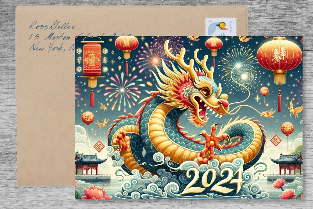 Custom Personalized 2024 New Years Dragon Card Written With Real Pen ...