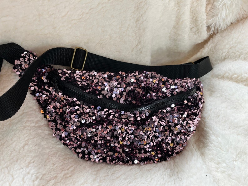 L'Eclatante, Sac banane sequins /sac banane/banane /accessoire de mode/ pratique / élégant Rose