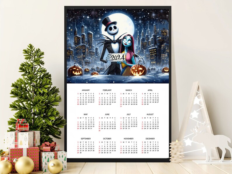 Jack and Sally 13x19 2024 Calendar Nightmare Before Christmas Etsy