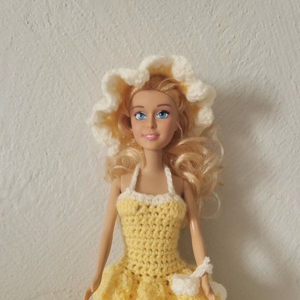 ROBE princesse jaune BARBIE au crochet