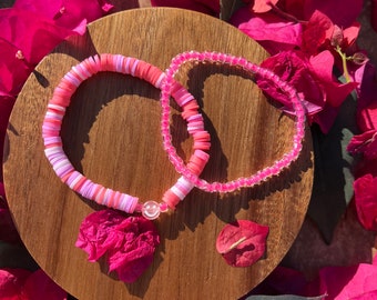 Preppy pink bracelet set
