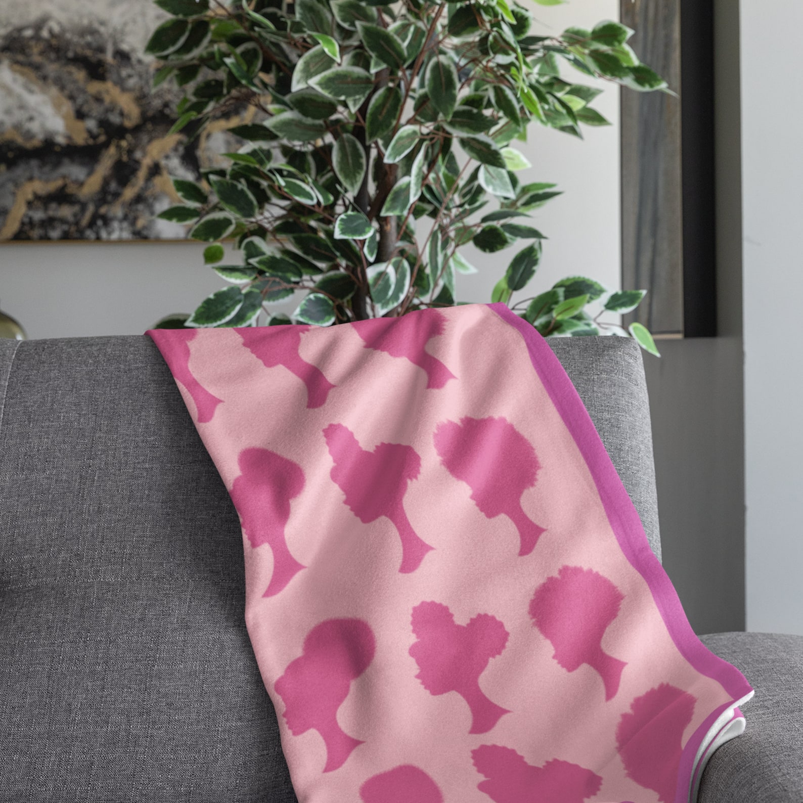 Afro Barbie Plush Blanket, Pink Blanket for Her, Barbie Blanket Gift