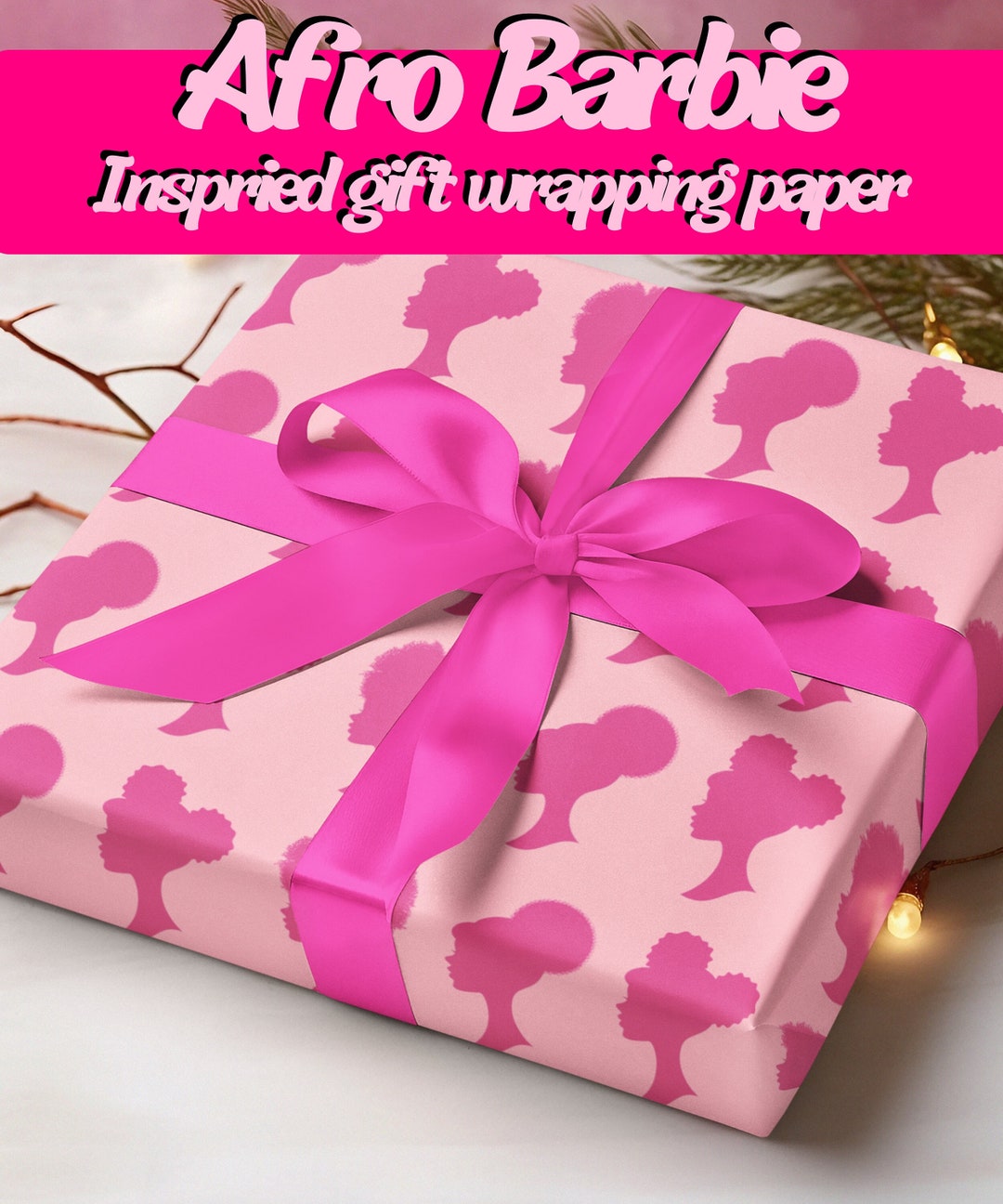 Black Barbie Gift Wrapping Paper Etsy
