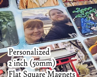 Benutzerdefinierte quadratische flache Fotomagnete - Personalisierte 2x2 ""Kühlschrankmagnete, 50 x 50 mm Küchenbildmagnet."
