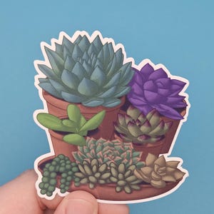 Bonita variedad de pegatinas de vinilo con suculentas, pegatinas de vinilo para plantas en macetas para el hogar, la oficina y regalos