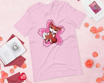 T-shirt Cherry Blossom Sleeping Fox: zacht katoenen uniseks T-shirt