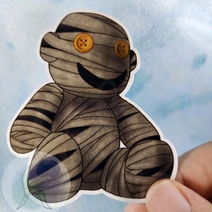 かわいいぬいぐるみミイラモンスターのハロウィンビニールステッカー