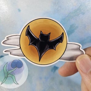 Vinylsticker vliegende vleermuis voor volle maan Halloween