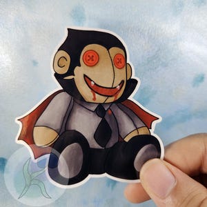 Leuke gevulde vampier Dracula-monster pluche Halloween-vinylsticker