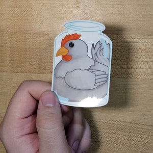 Adesivo de vinil engraçado de frango em jarra