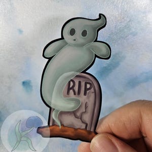 墓から蘇るかわいい幽霊のハロウィンビニールステッカー