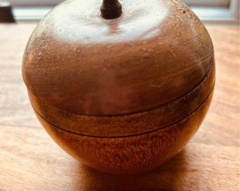 Hand-turned, vintage teak wood apple