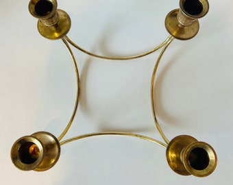 vintage, heavy, brass, 4-candlestick holder, candelabra