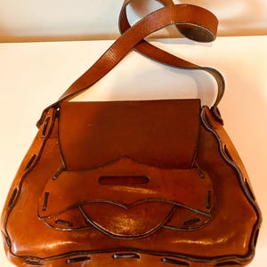 Vintage, 1970’s, handcrafted, genuine leather bag/purse/shoulder bag