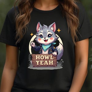 Wolf T-shirt - Howl Yeah Shirt Unisex - Kawaii Dieren Quote Shirt - Cartoon Spirit Animal Tee