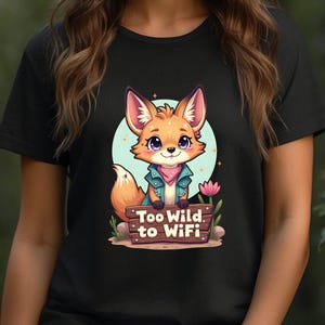 Coyote T-shirt - Too Wild to WiFi Shirt Unisex - Kawaii Cartoon Dieren Shirt - Vrije Spirit Animal Tee
