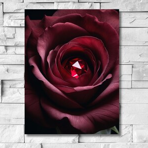 Crimson Ruby Rose – Lyxig blomsterkonst för interiörer | GemHeart Roses | Premiumposter, canvas och akrylkonst