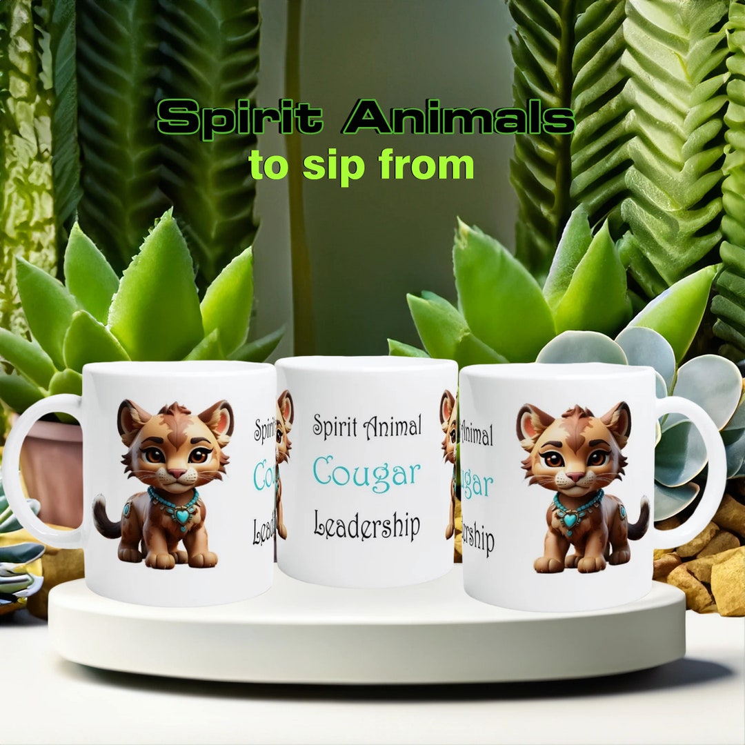Cougar Mug, Spirit Animal Cougar Mug, Leadership, Native American Style Etsy