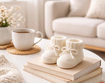 Baby Booties Knitting Pattern PDF, Easy Knit Booties Ebook, Beginner Knit Booties, Bernat Softee Yarn Pattern, Easy Newborn Booties