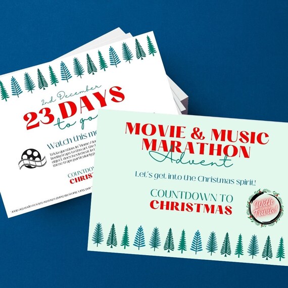 Christmas Advent Calendar Trivia Movie and Music Marathon Advent Gift Cards  Instant Download Printable Cards Xmas Gift Christmas Game Couple - Etsy