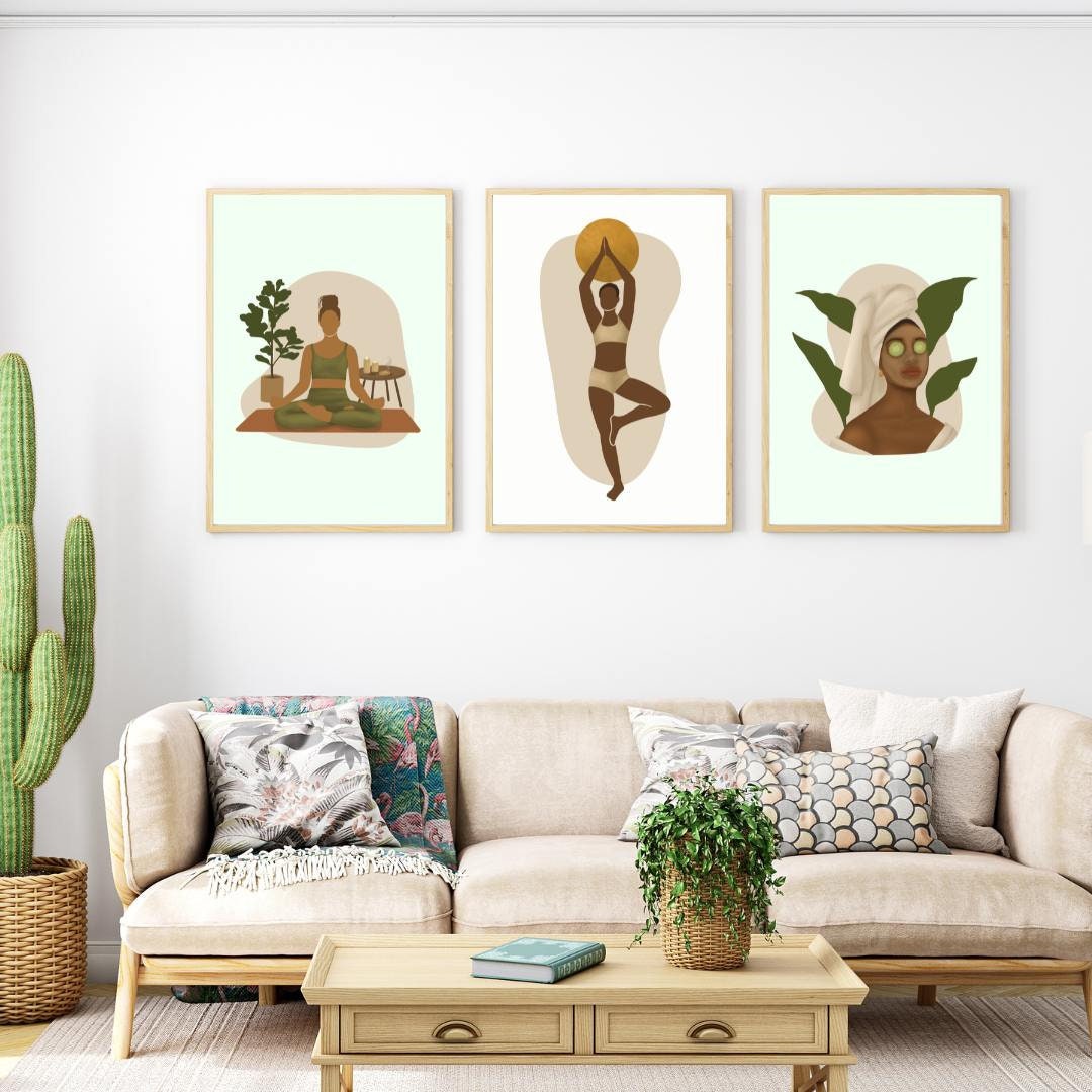 Yoga Wall Decor, Yoga Poster, Set of 3 Printable Poster, Yoga Pose ...