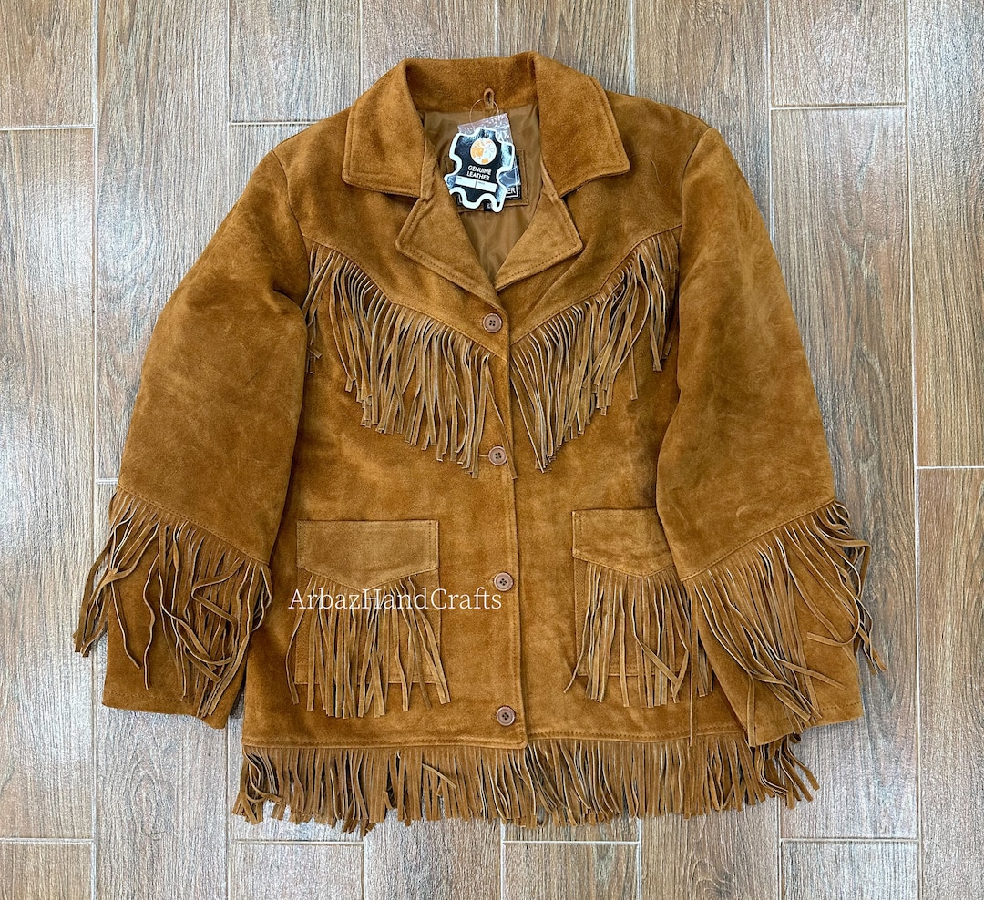 Womens Cowgirl Western Style Suede Leather Jacket With Fringes Women ...