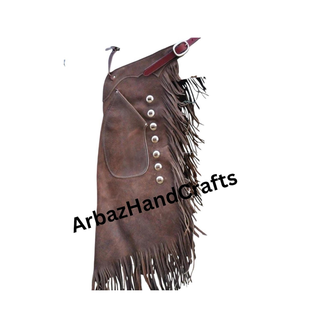 Men 100 % Suede Leather Western Cowboy Chap Fringes, Suede Leather Pant ...