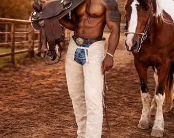 Men Western Wear Leather Chap Fringes, Suede Leather Pant, Leather Chap, Riding Chap, Men Mountain Chap, Rodeo Leather Chap, Wild West Chap