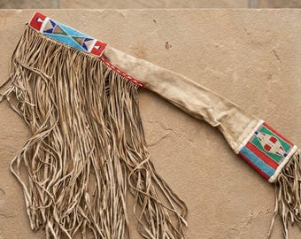 Funda de rifle de cuero con cuentas de estilo nativo americano, funda para arma de estilo sioux
