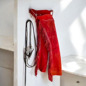 Chaparreras vaqueras de gamuza 100 % auténtica para hombre, con flecos, para montar a caballo, pantalones de cuero, para rodeo y leggings vaqueros.
