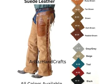 Chap Western en cuir fabriqué à la main en daim Pantalon d