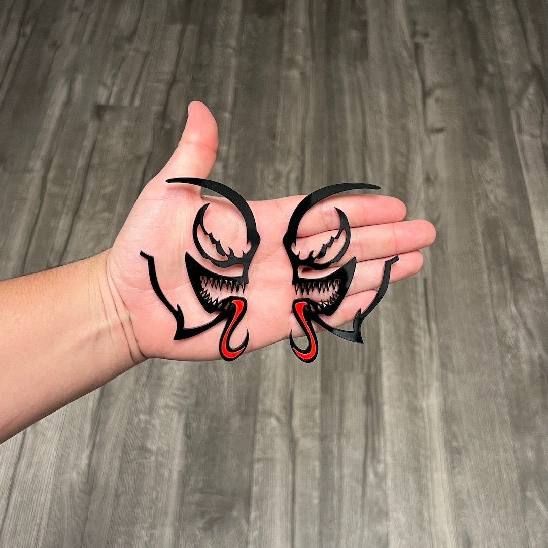 Car Fender Emblems/badges Black Venomed W/ Red Tongue Etsy