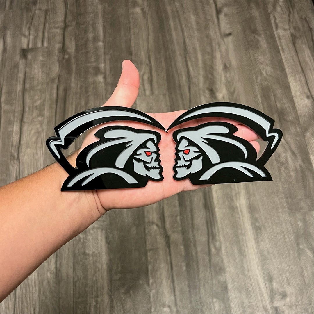 Car Fender Emblems/badges Black REAPER grey Backing W/red Etsy