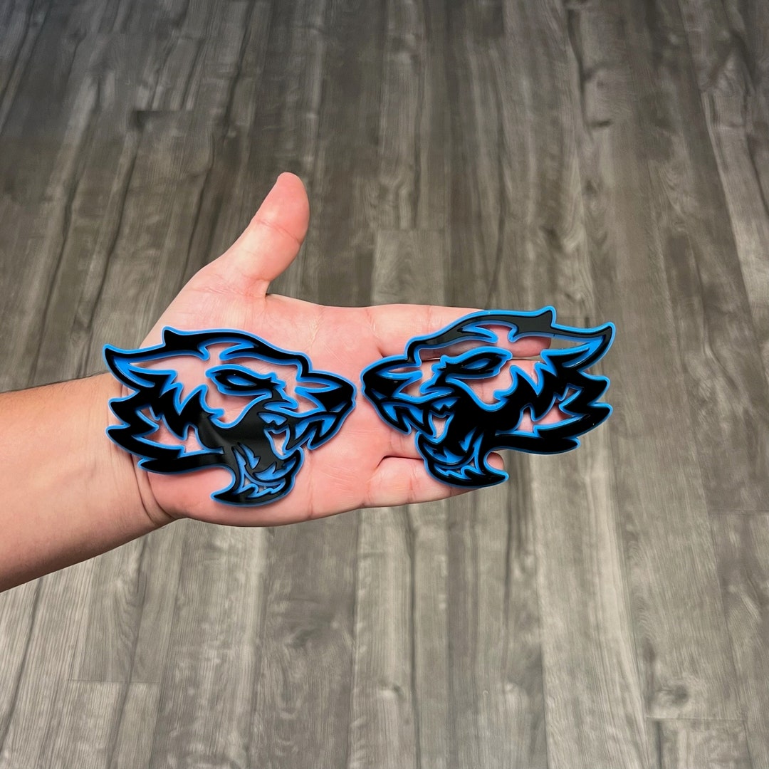 Car Fender Emblems/badges Black ANGRY COYOTE blue Outline Etsy