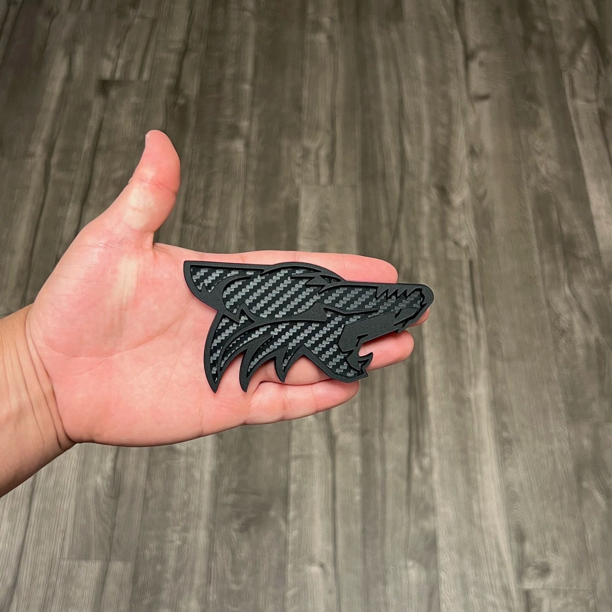 Car Fender Emblems/badges Black ANGRY COYOTE carbon Fiber Backing Etsy